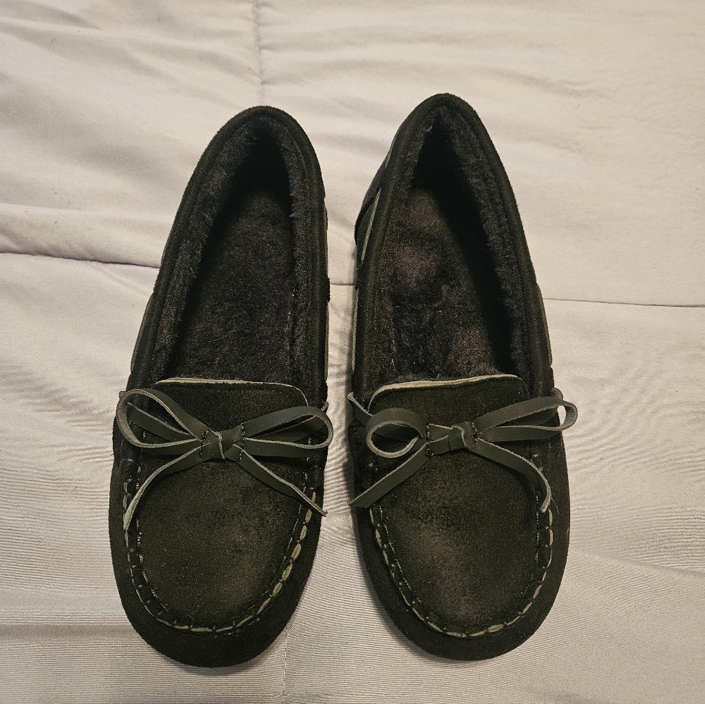 NWOT Black Suede Moccasin Shoes